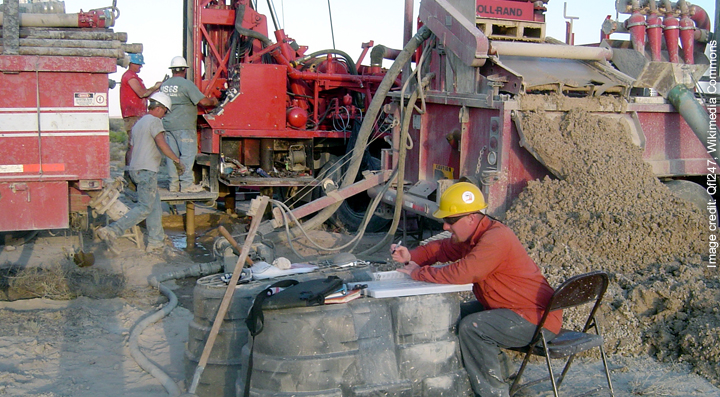 Geologist Mud Logging at oil well site